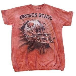 The Mountain Oregon Beavers Orange Tye Die Tee Shirt Ruched Roll Sleeves XL‎